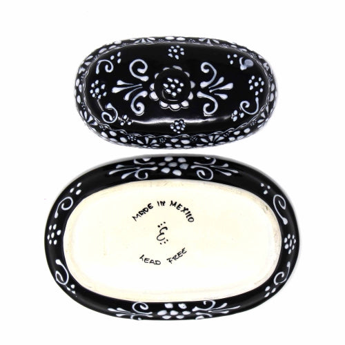 Image of Encantada Black & White Pottery Butter Dish