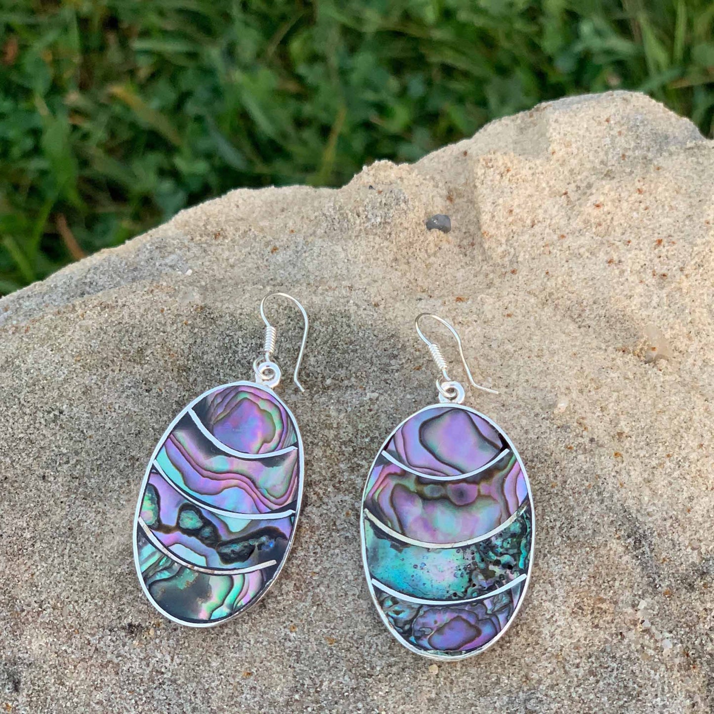 Image of Banded Abalone Oval Earrings