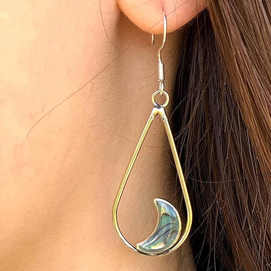 Luna Abalone Half Moon Teardrop Earrings