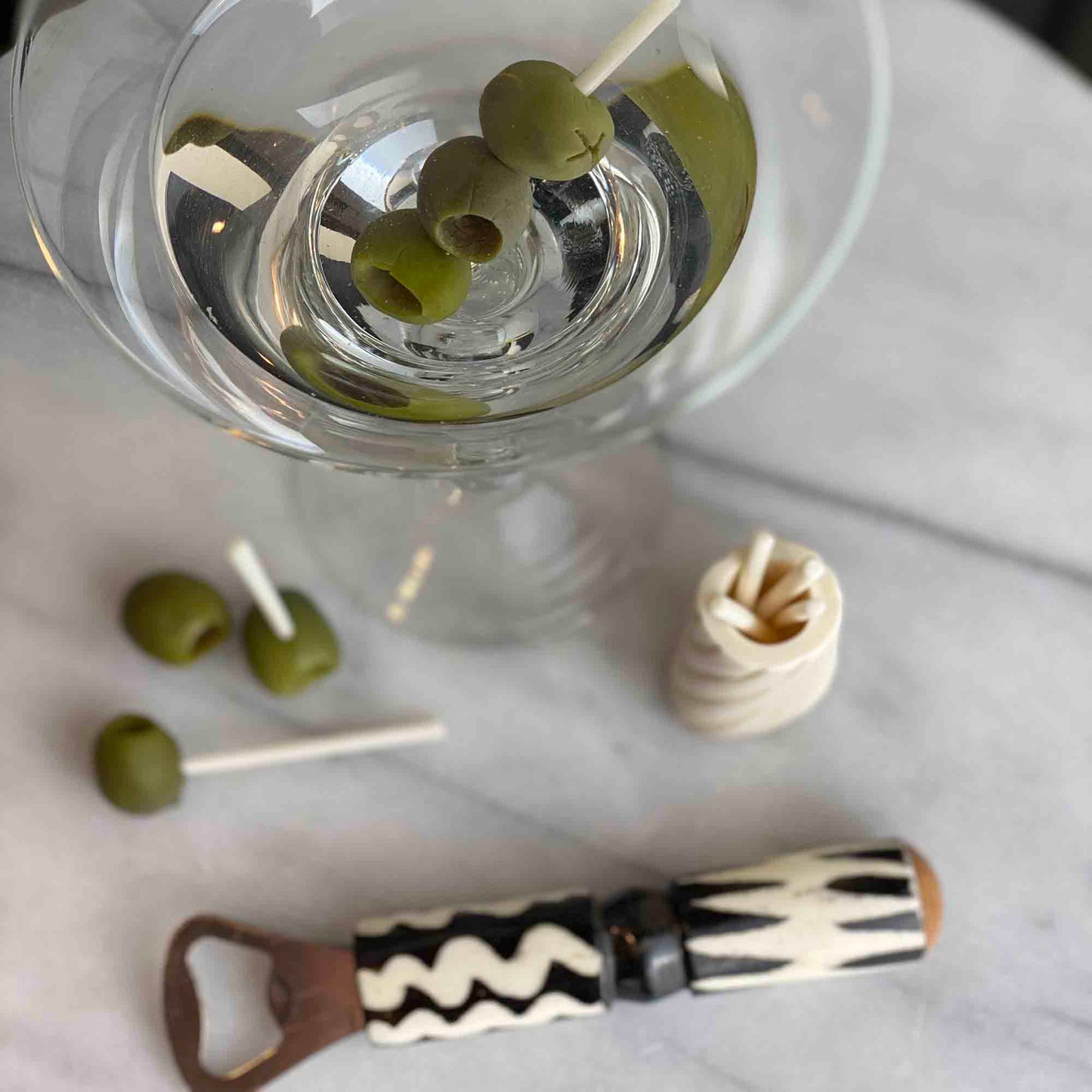 The Safari Bone Cocktail Pick Collection with Vessel