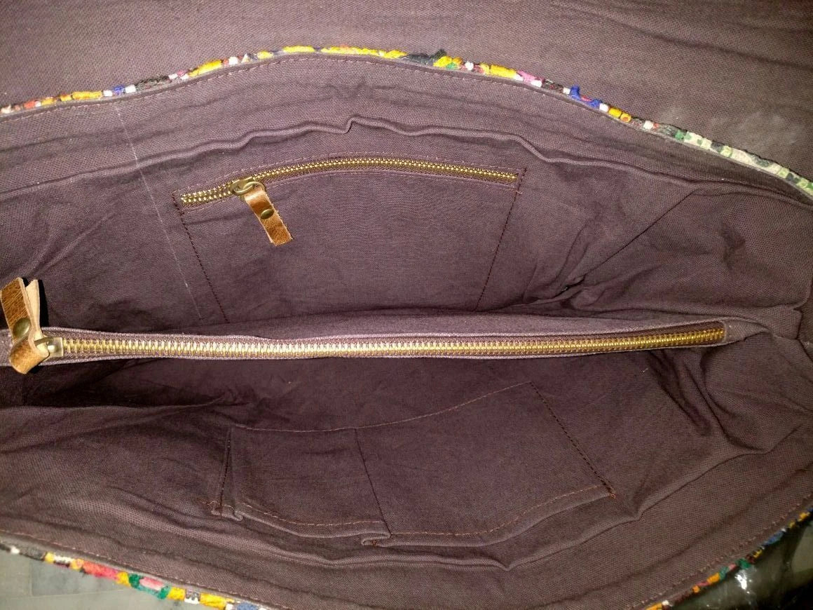 Nomad Dune Embroidered Leather Satchel