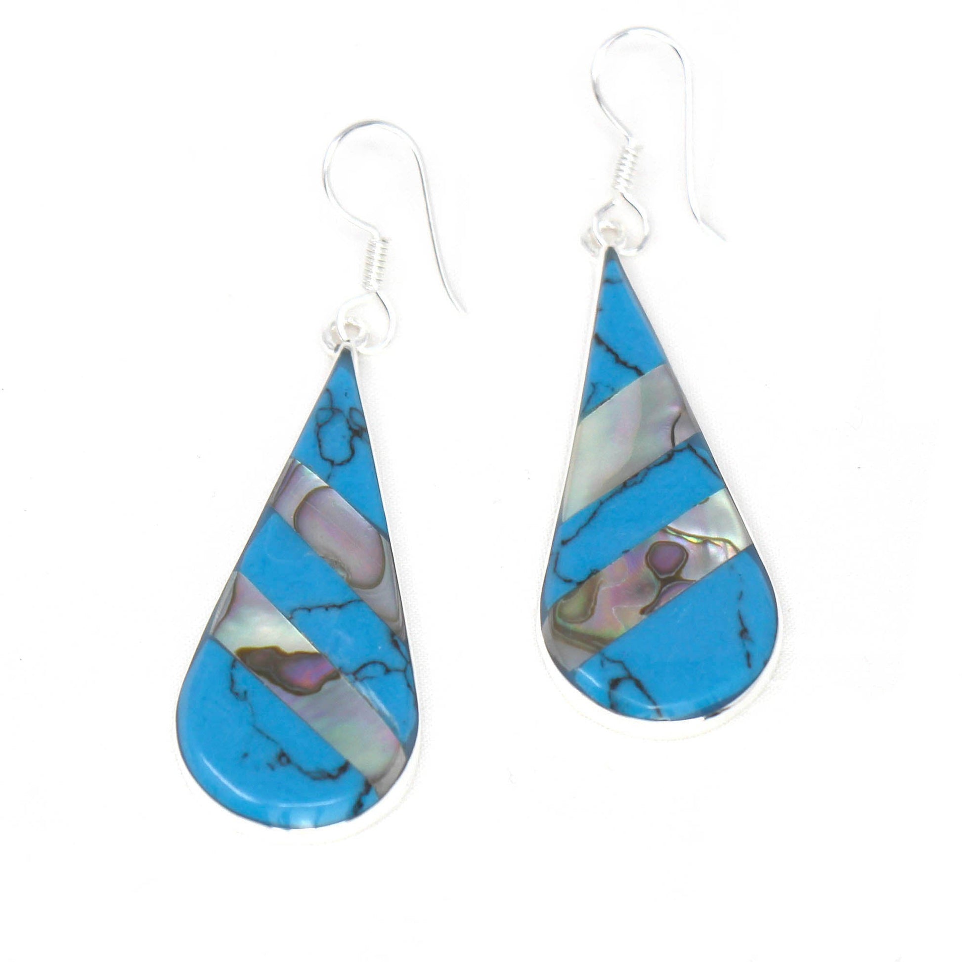 Image of Abalone & Turquoise Striped Teardrop Earrings