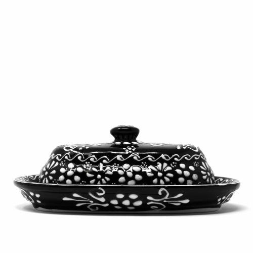 Image of Encantada Black & White Pottery Butter Dish