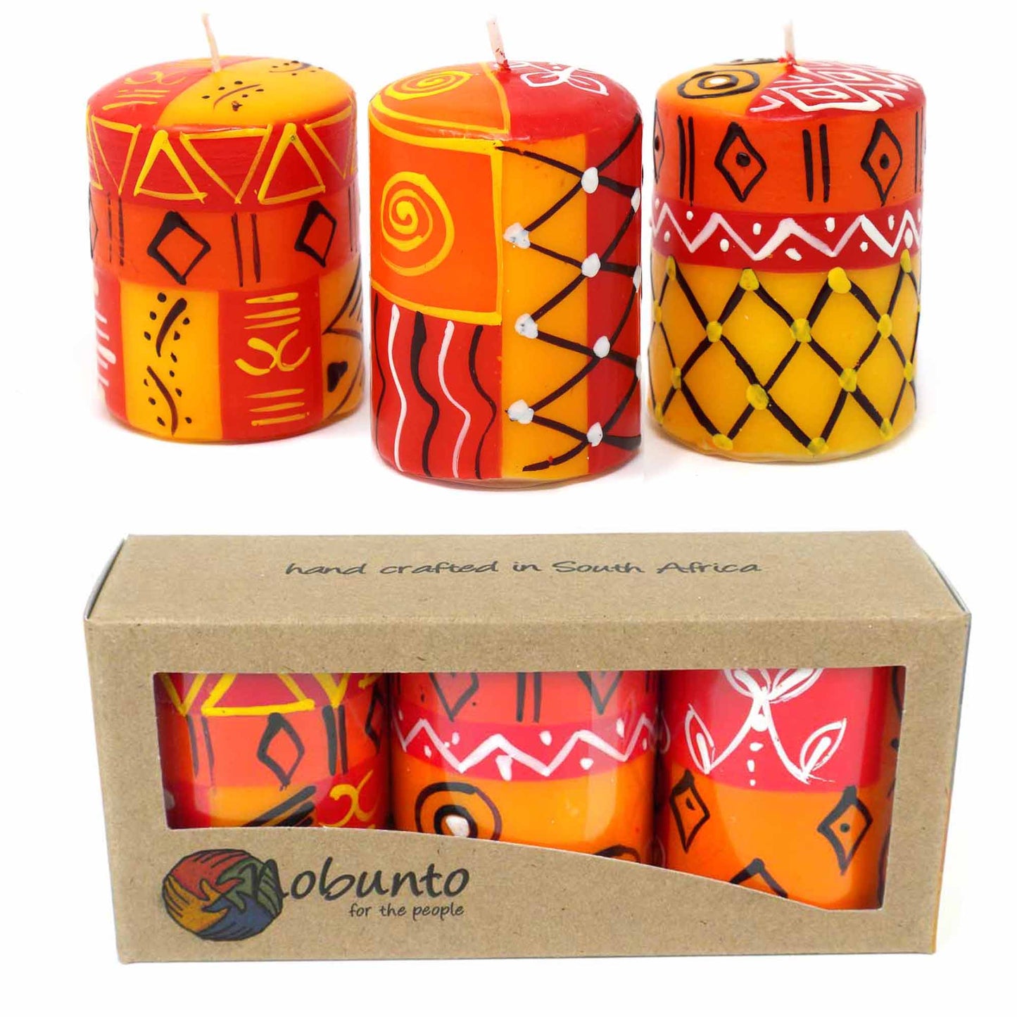 Image of Set of Three Hand-Painted Candles