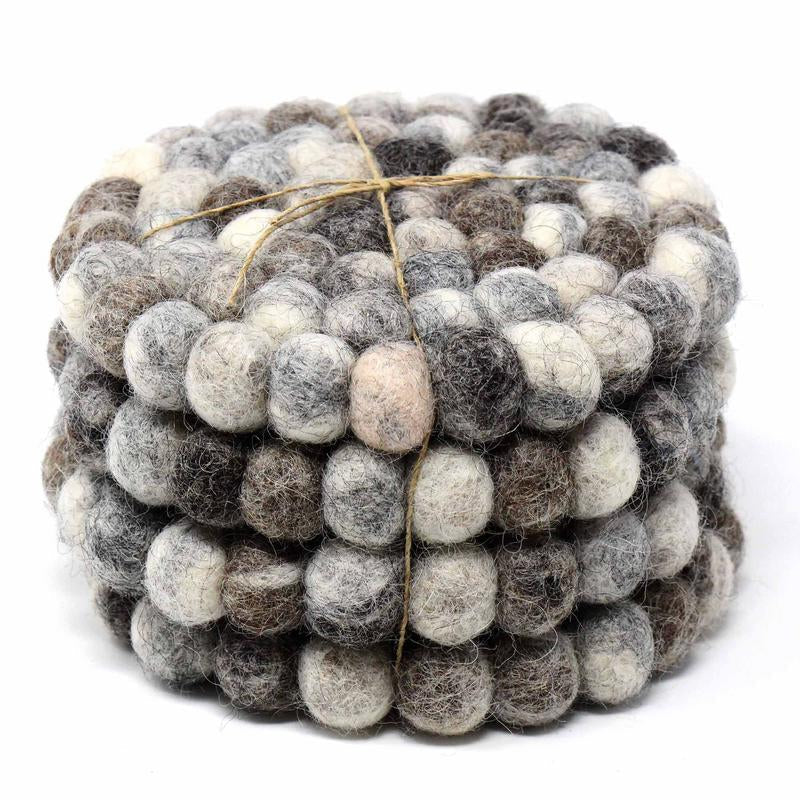 The Zen Stone Felt Ball Coasters