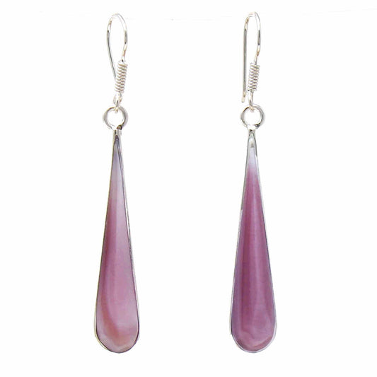 Image of Pink Clam Shell Elongated Teardrop Earrings