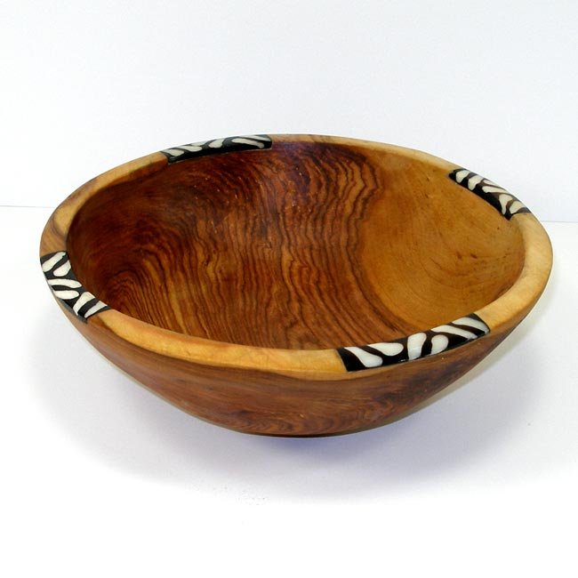 Image of Inlaid Olive Wood Bowl