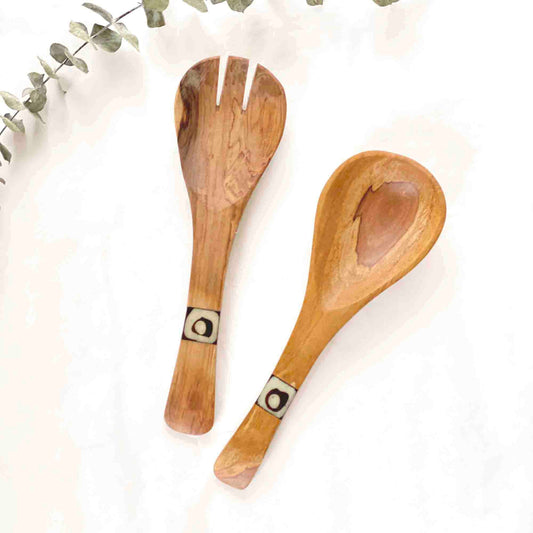 Petite Savanna Wood and Bone Serving Set