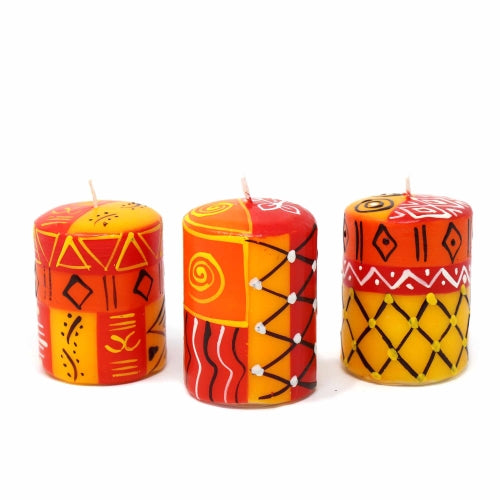 Image of Set of Three Hand-Painted Candles