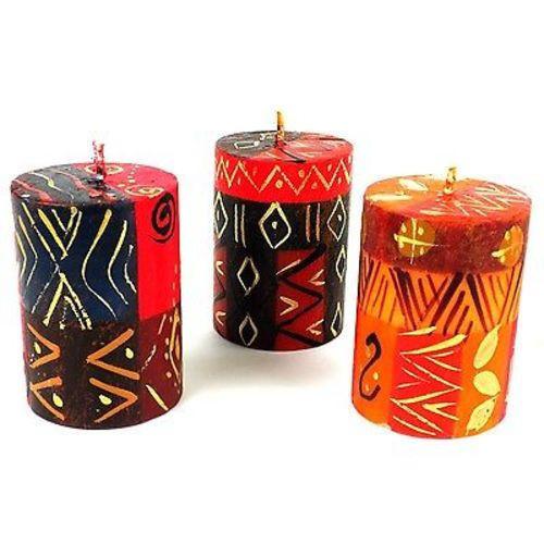 Image of Set of Three Hand-Painted Candles