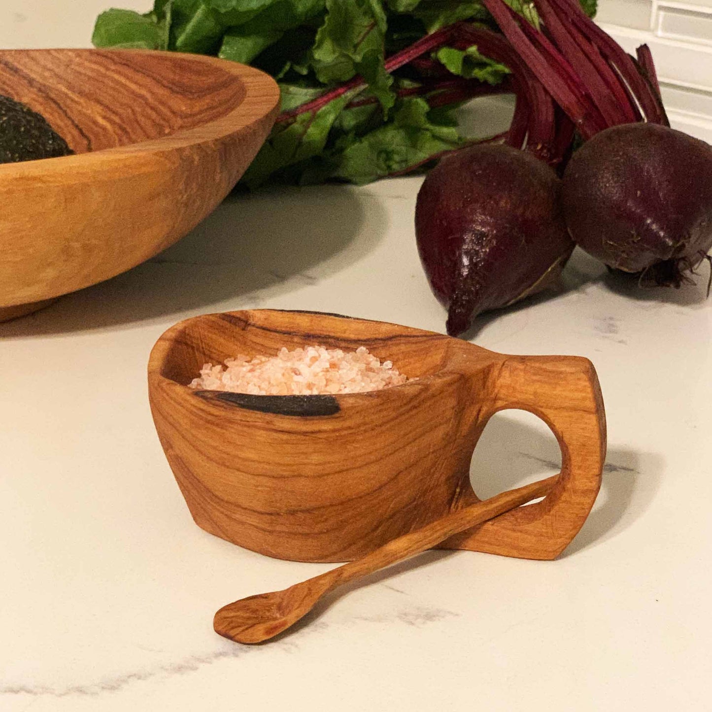 The Kahero Olive Wood Salt Keeper