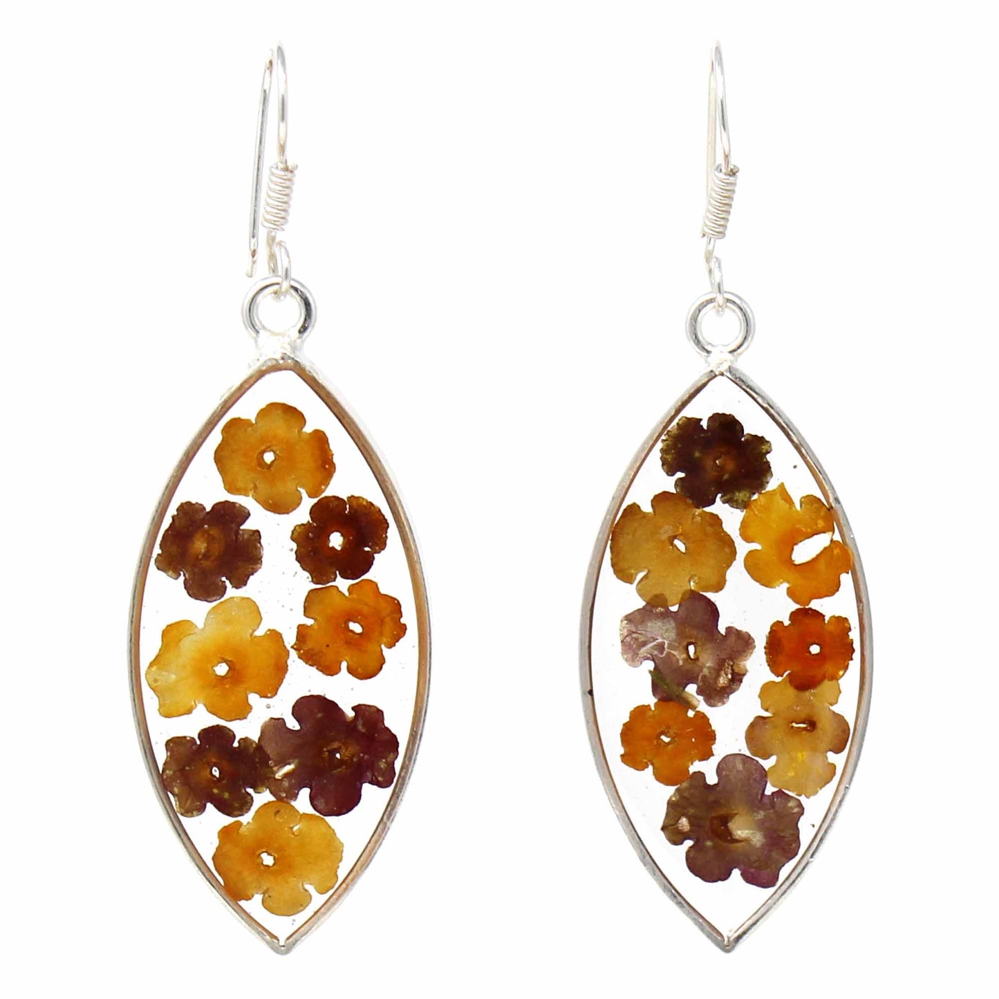 Image of Flowers in Resin Ellipse Earrings