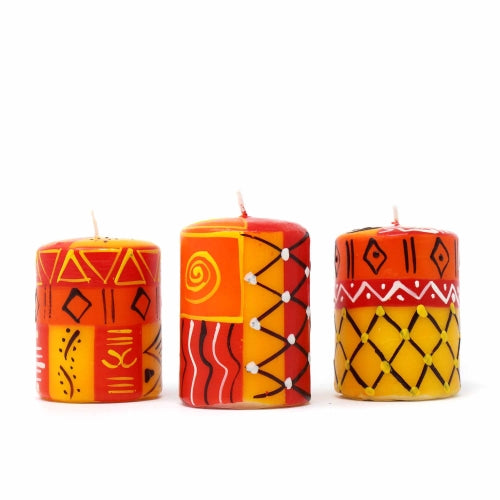 Image of Set of Three Hand-Painted Candles