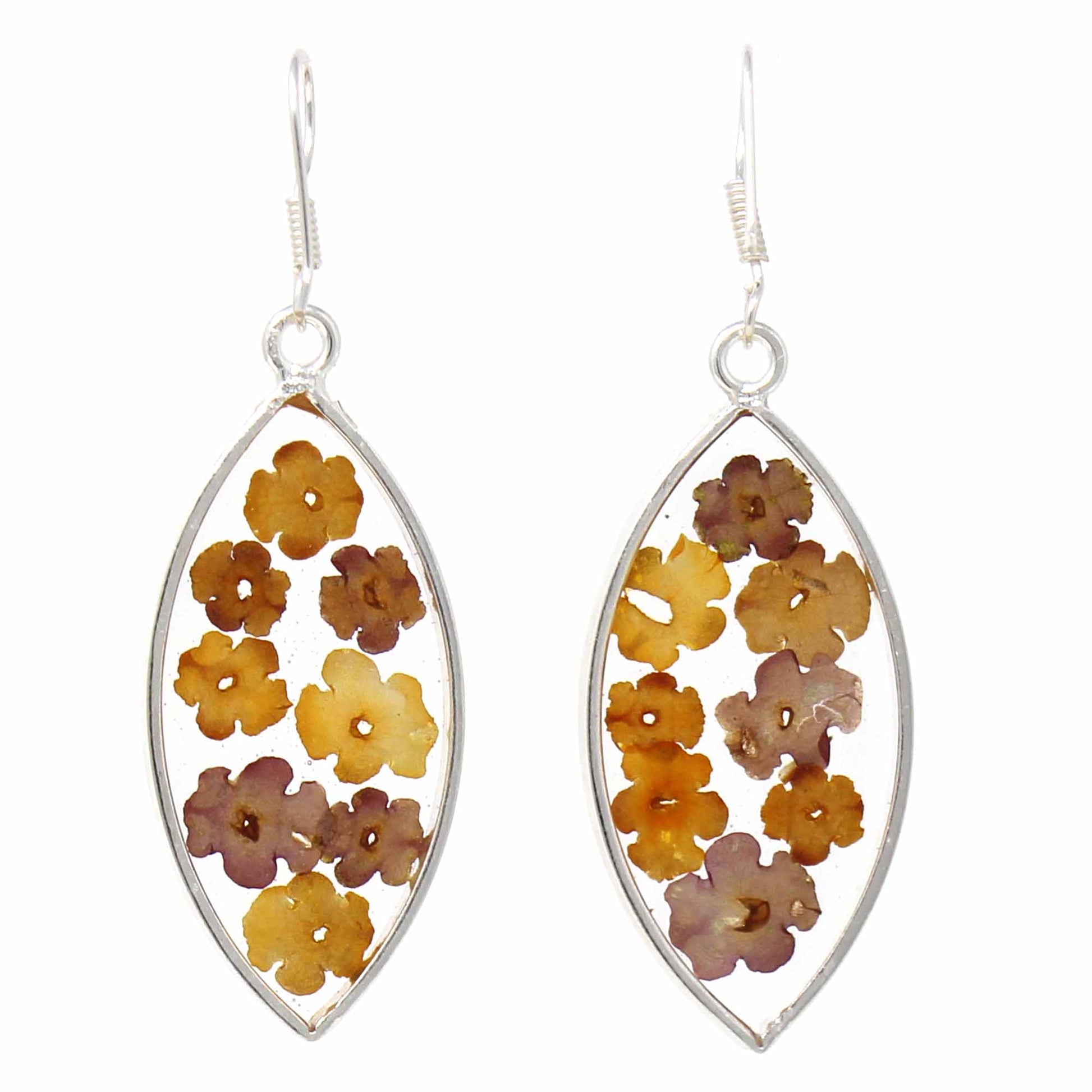 Image of Flowers in Resin Ellipse Earrings