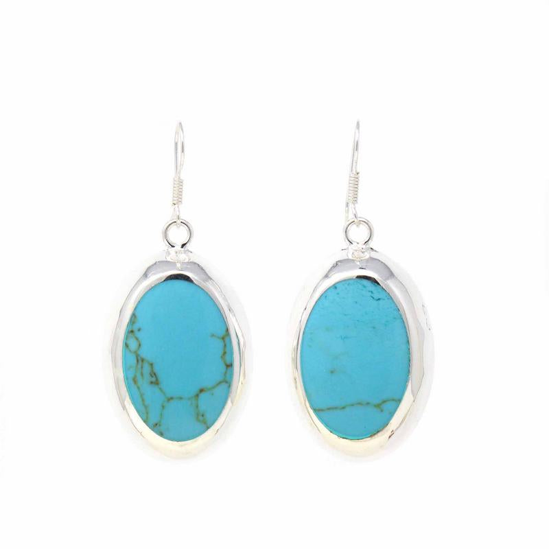 Image of Turquoise Oval Drop Earrings