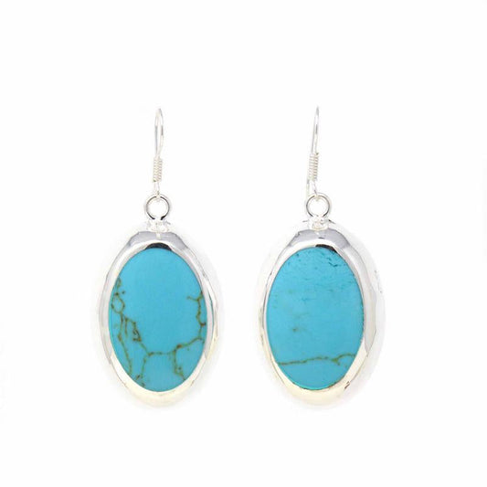Image of Turquoise Oval Drop Earrings