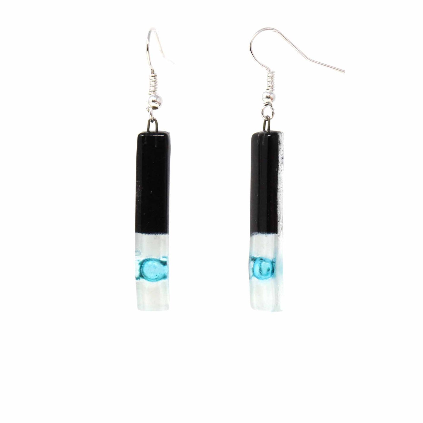 Image of Long Rectangle Glass Dangle Earrings