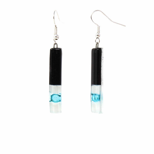 Image of Long Rectangle Glass Dangle Earrings