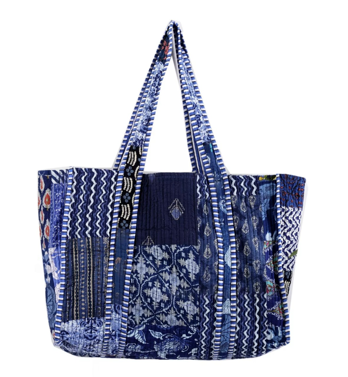 The Bazaar Patchwork Carryall Tote - Blue