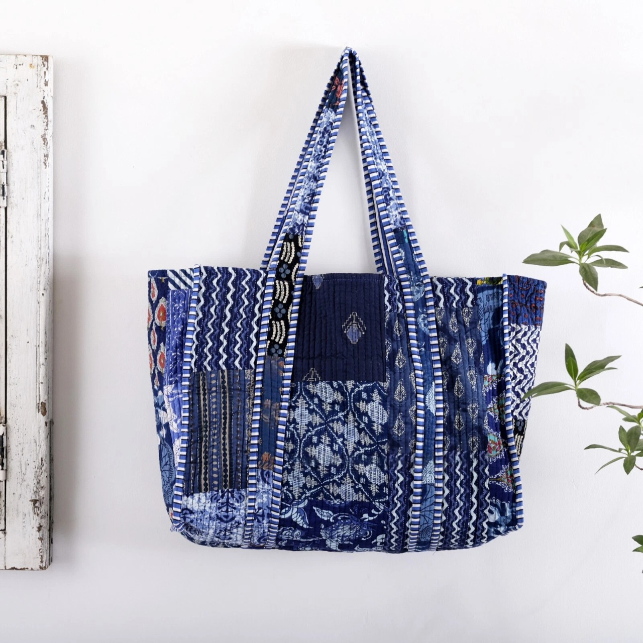 The Bazaar Patchwork Carryall Tote - Blue