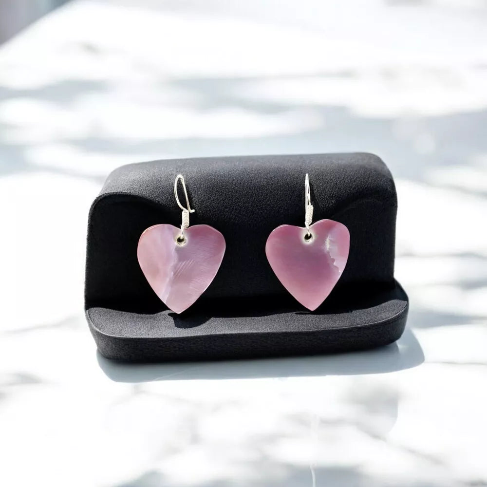 Peony Mother-of-Pearl Heart Earrings