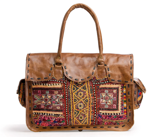 Nomad Dune Embroidered Leather Satchel