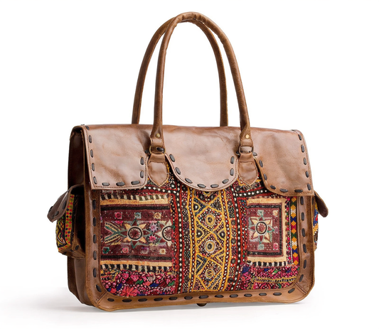 Nomad Dune Embroidered Leather Satchel