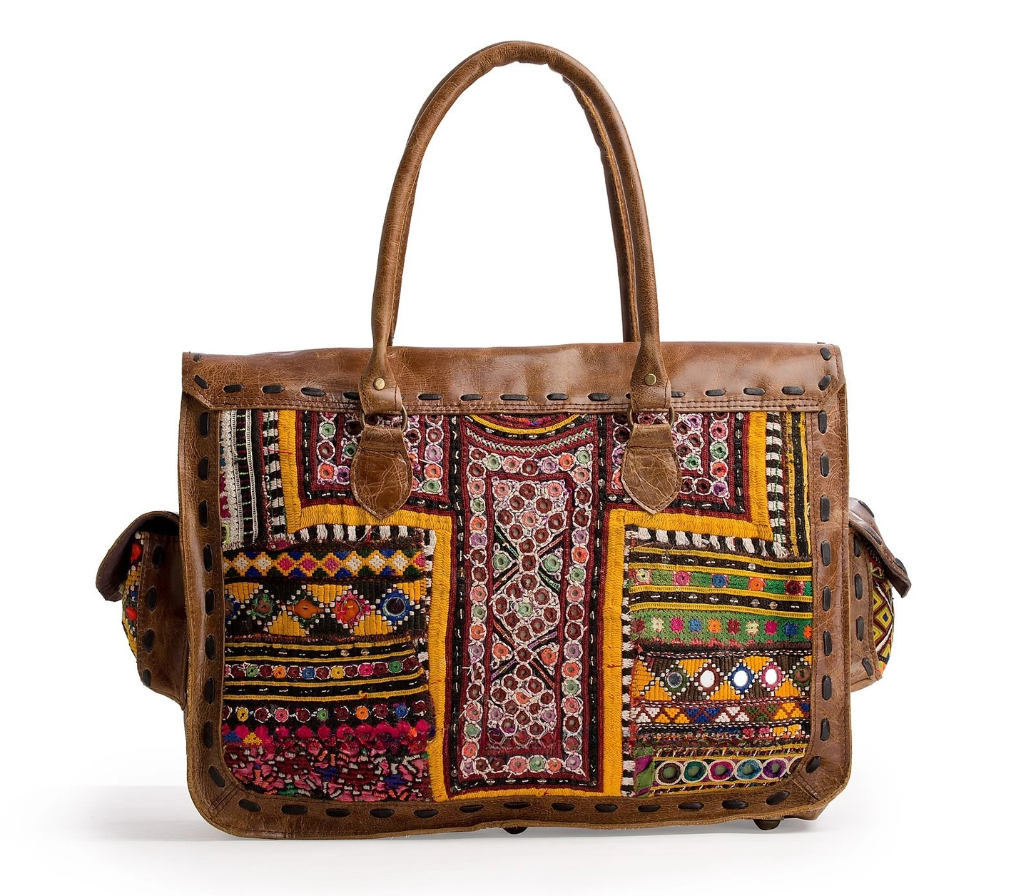 Nomad Dune Embroidered Leather Satchel