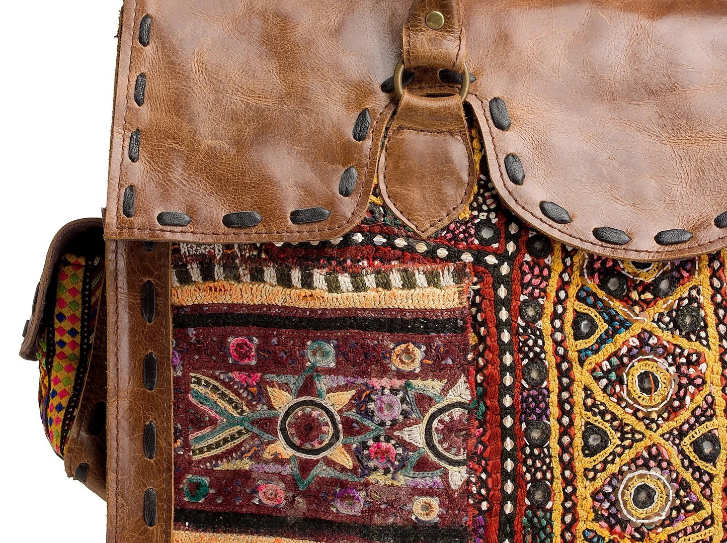 Nomad Dune Embroidered Leather Satchel