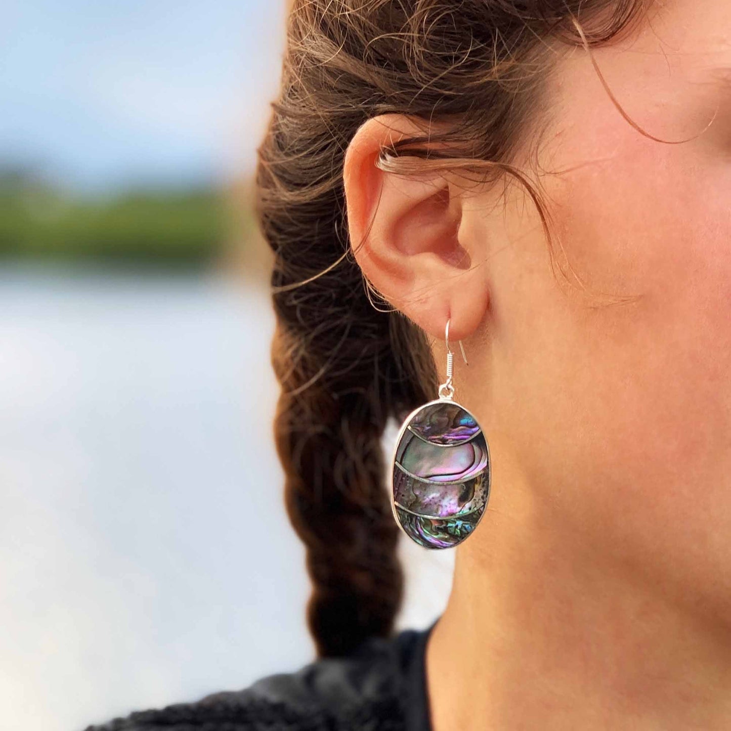 Image of Banded Abalone Oval Earrings