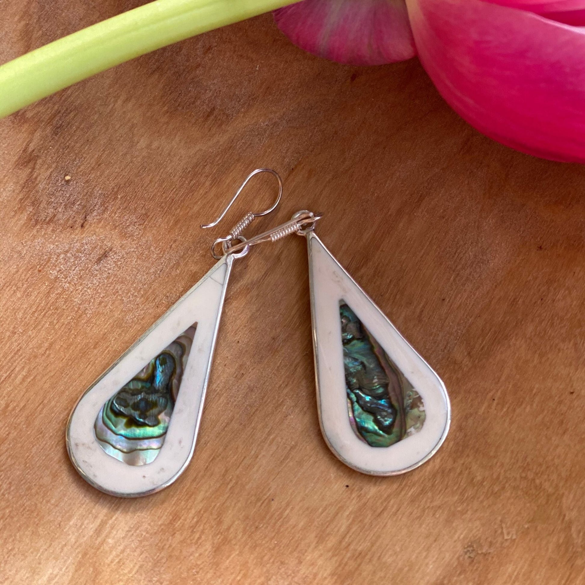 Image of Teardrop Abalone & Mother of Pearl Earrings