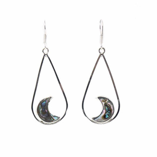 Image of Abalone Half Moon Teardrop Earrings