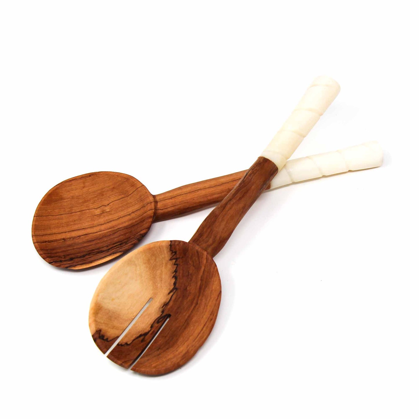 The Serengeti Etched Wood and Bone Salad Server Set