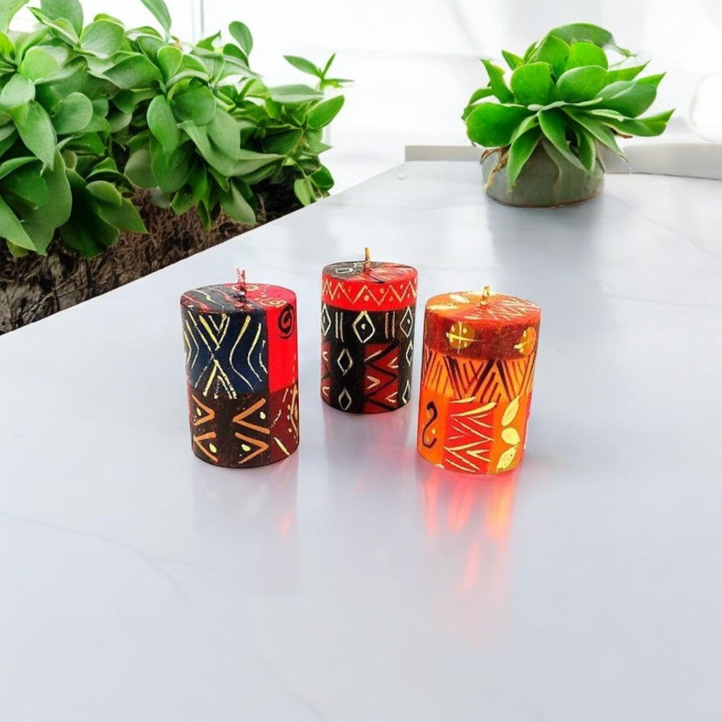 Bongazi Set of Three Hand-Painted Candles