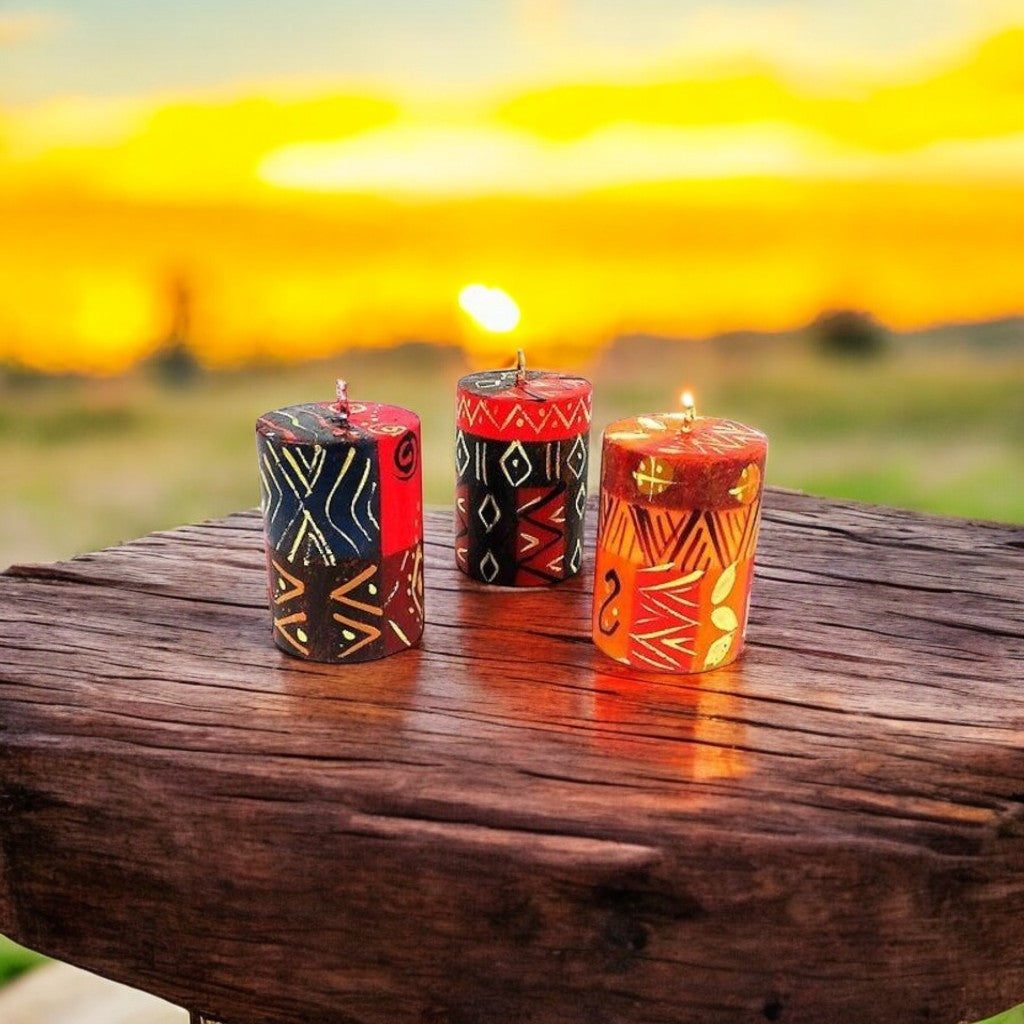 Bongazi Set of Three Hand-Painted Candles