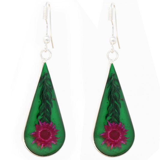 Image of Pink Pressed Flower Teardrop Earrings