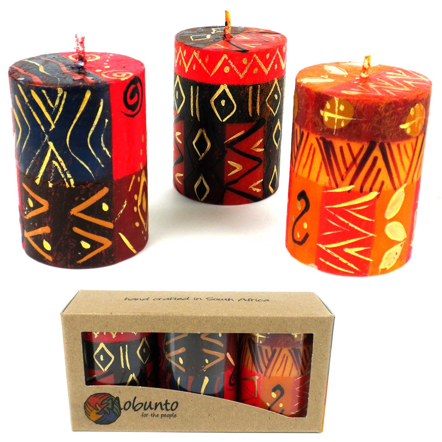 Image of Set of Three Hand-Painted Candles
