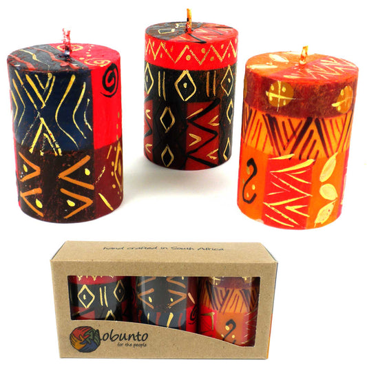 Image of Set of Three Hand-Painted Candles