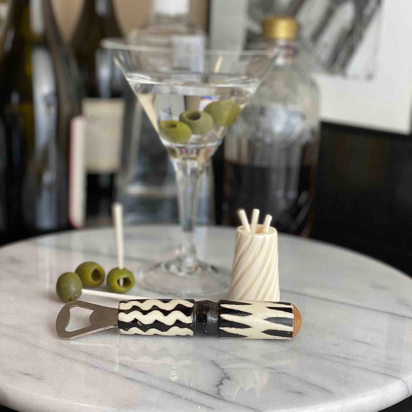 The Safari Bone Cocktail Pick Collection with Vessel