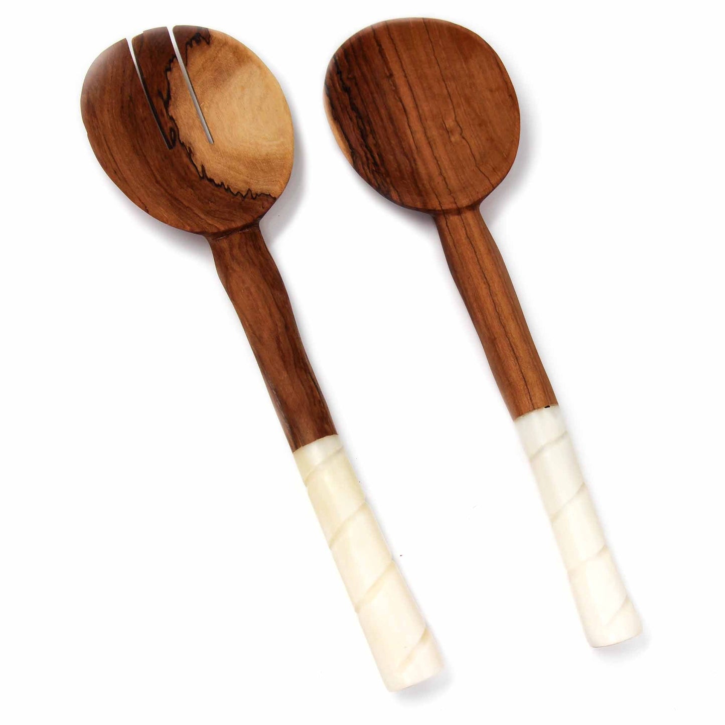 The Serengeti Etched Wood and Bone Salad Server Set