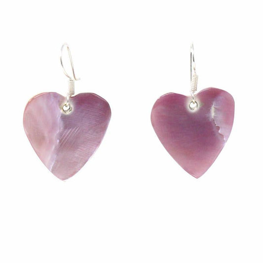 Image of Pink Mother-of-Pearl Heart Earrings