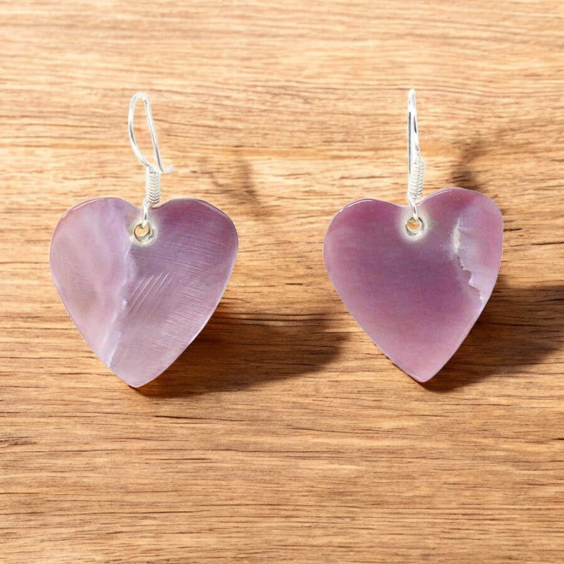 Peony Mother-of-Pearl Heart Earrings