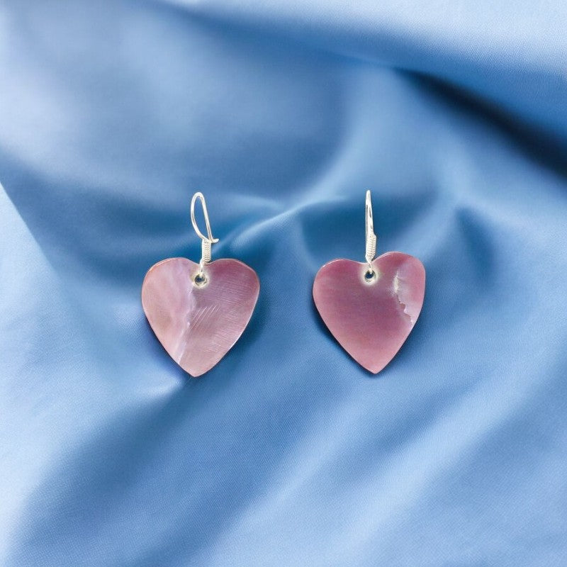 Peony Mother-of-Pearl Heart Earrings
