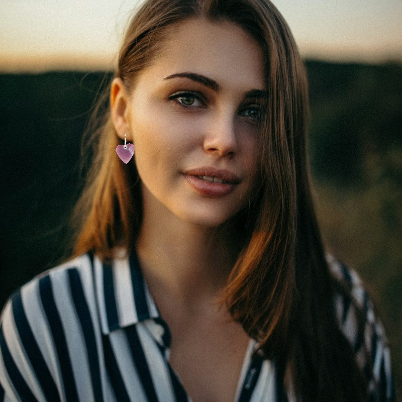 Peony Mother-of-Pearl Heart Earrings