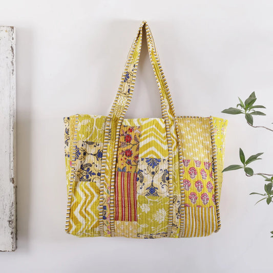 The Bazaar Patchwork Carryall Tote - Yellow