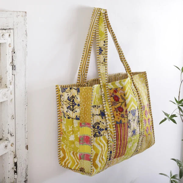 The Bazaar Patchwork Carryall Tote - Yellow