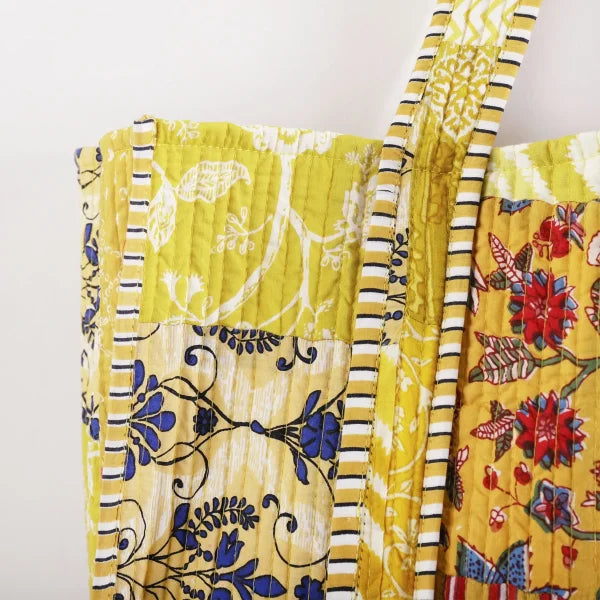 The Bazaar Patchwork Carryall Tote - Yellow