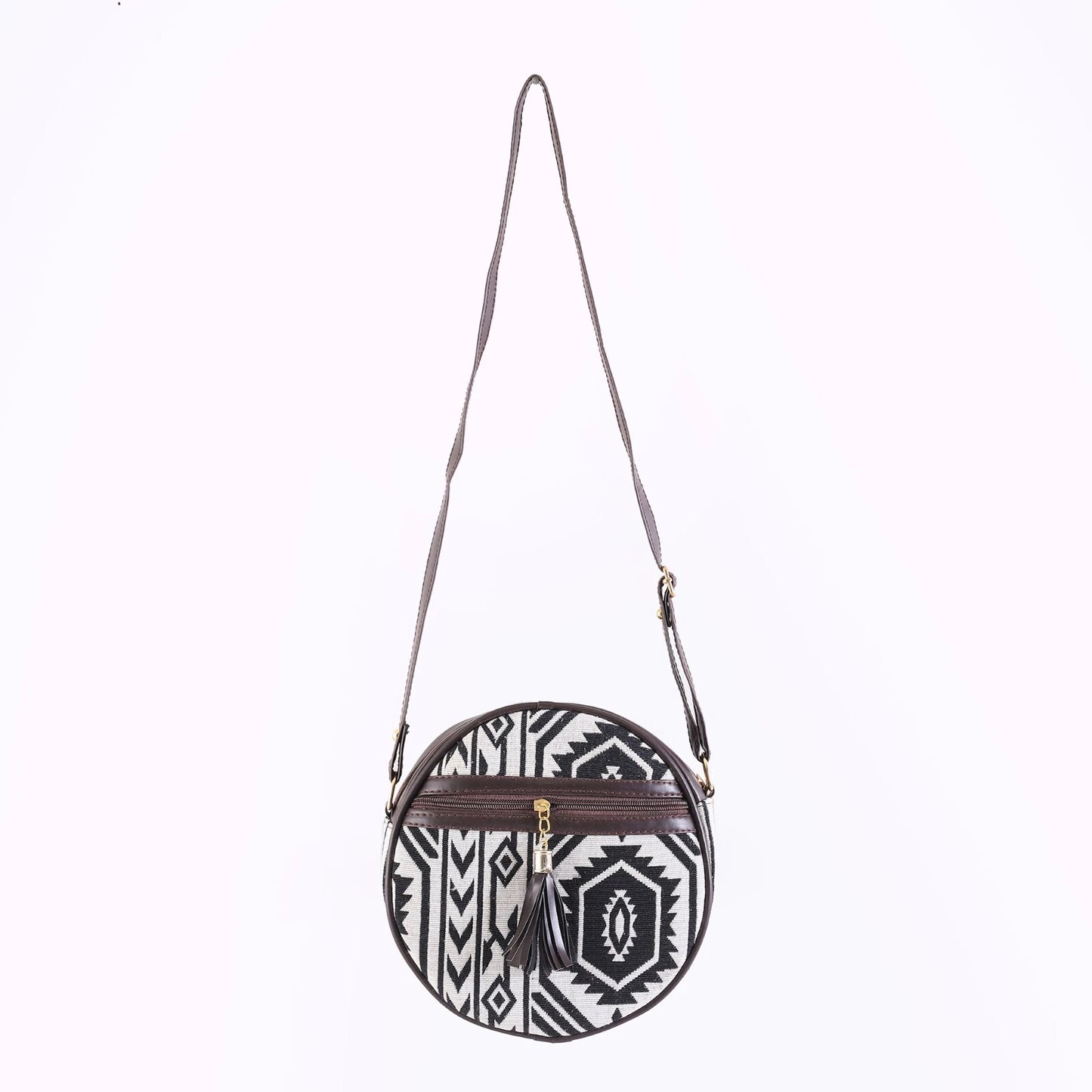 Flicker Jacquard Round Sling Bag - Onyx