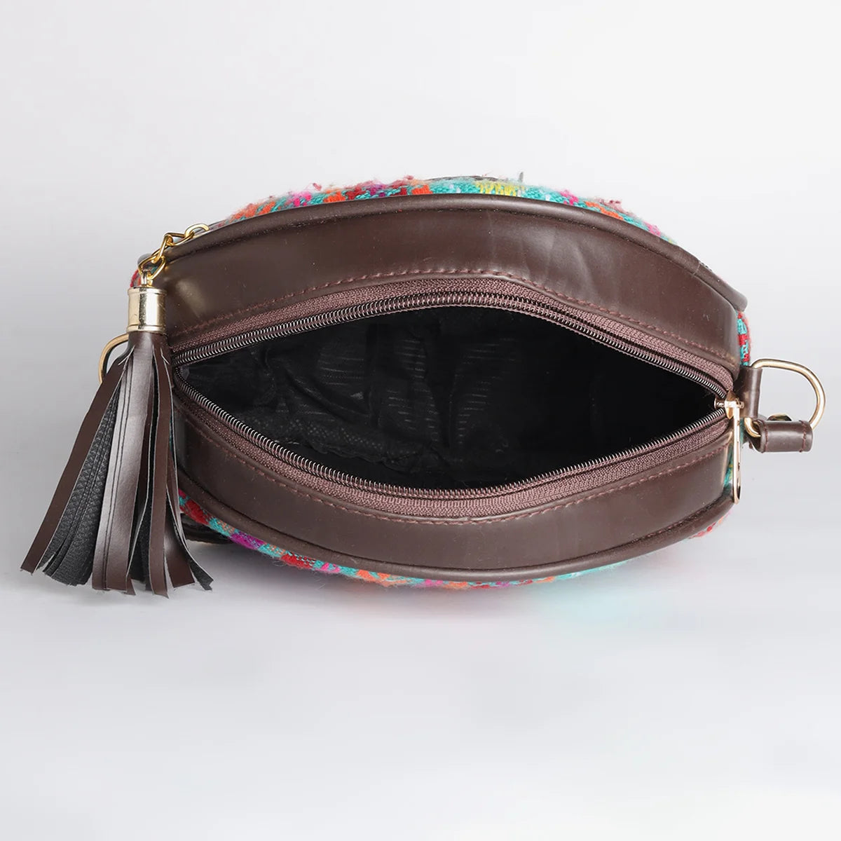 Flicker Jacquard Round Sling Bag - Turquoise