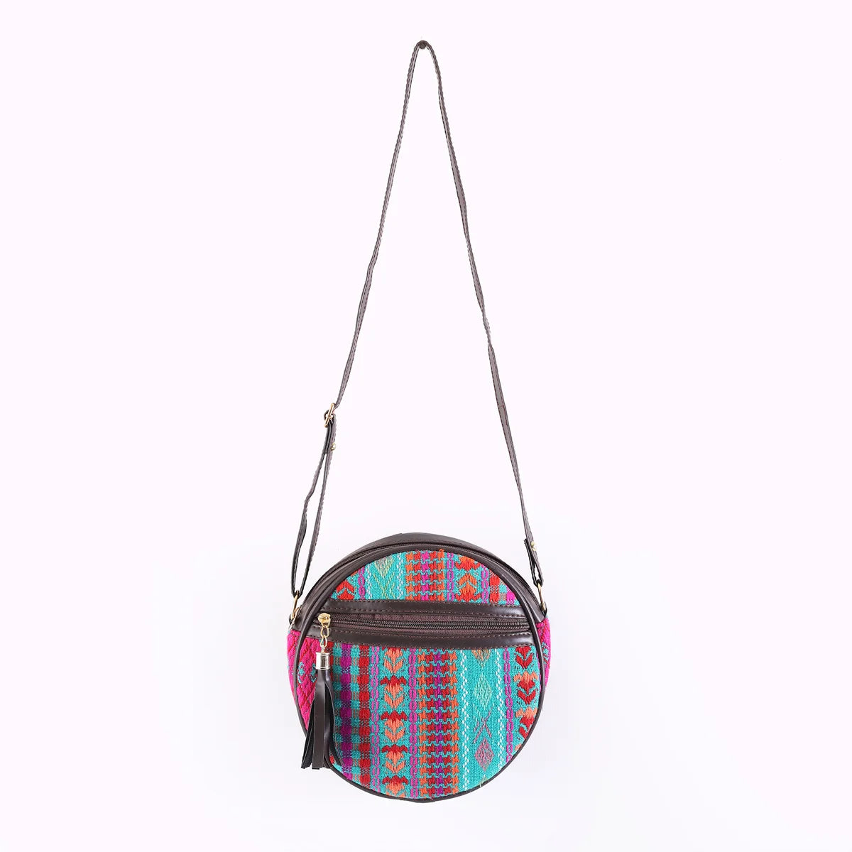 Flicker Jacquard Round Sling Bag - Turquoise